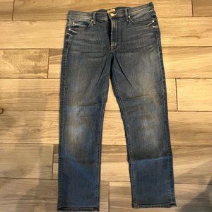 MOTHER denim embroidered mid rise dazzler ankle